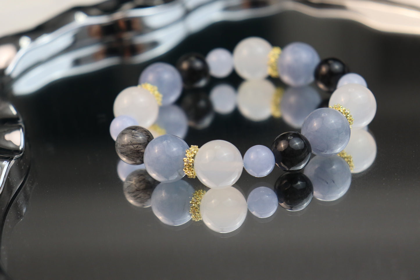 Ocean Guardian" Crystal Bracelet: Super Seven, Aquamarine, Agate|Charged for Abundance & Courage