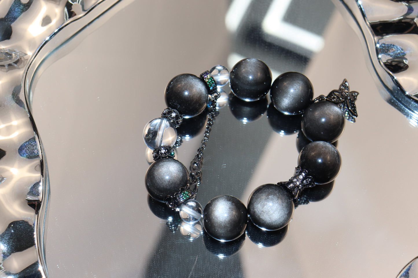 BEST SELLER! Silver Obsidian Protection Bracelet|Repels Negative Energy|Fast Manifestation