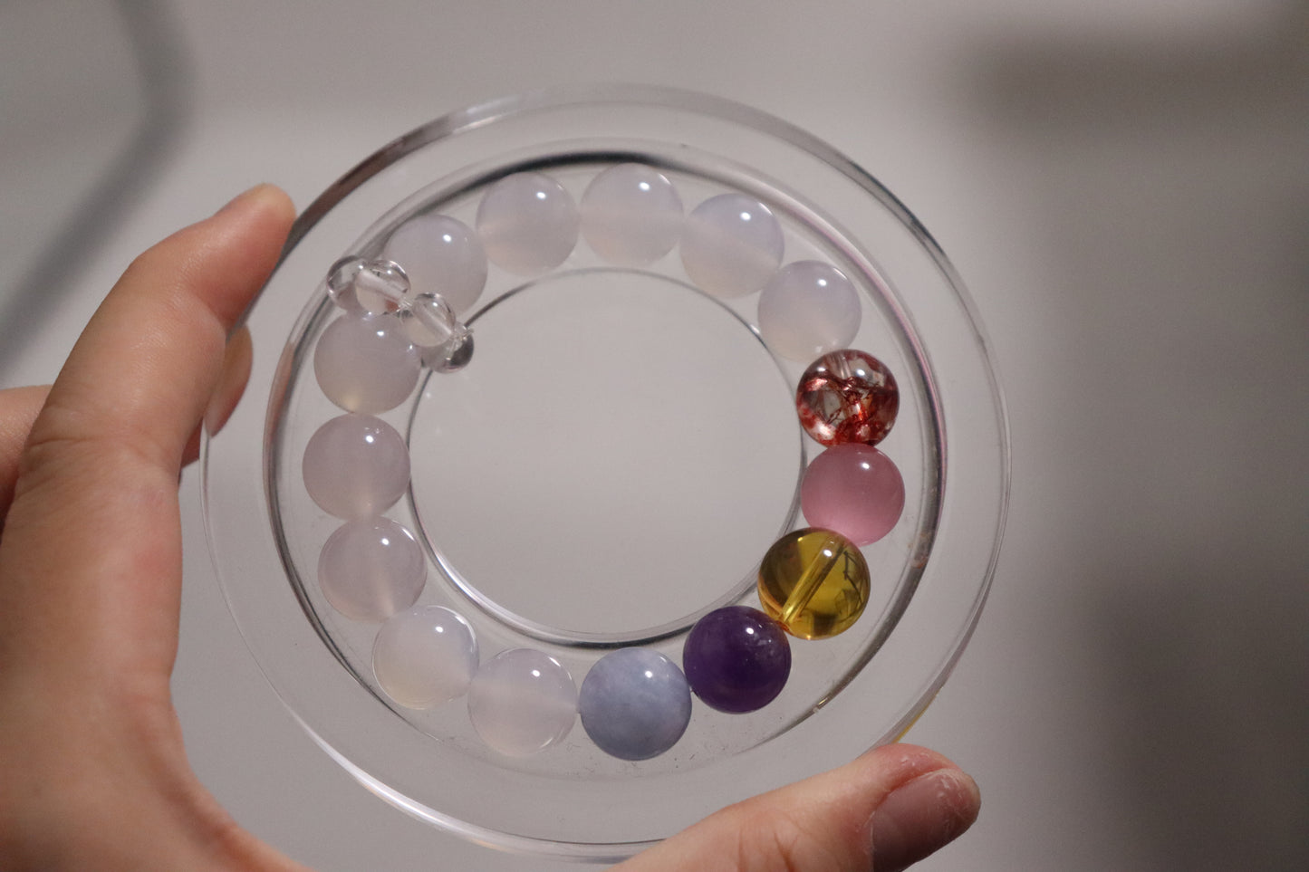 Cosmic Energy Bracelet – White Agate + Citrine, Rose Quartz, Amethyst & Aquamarine