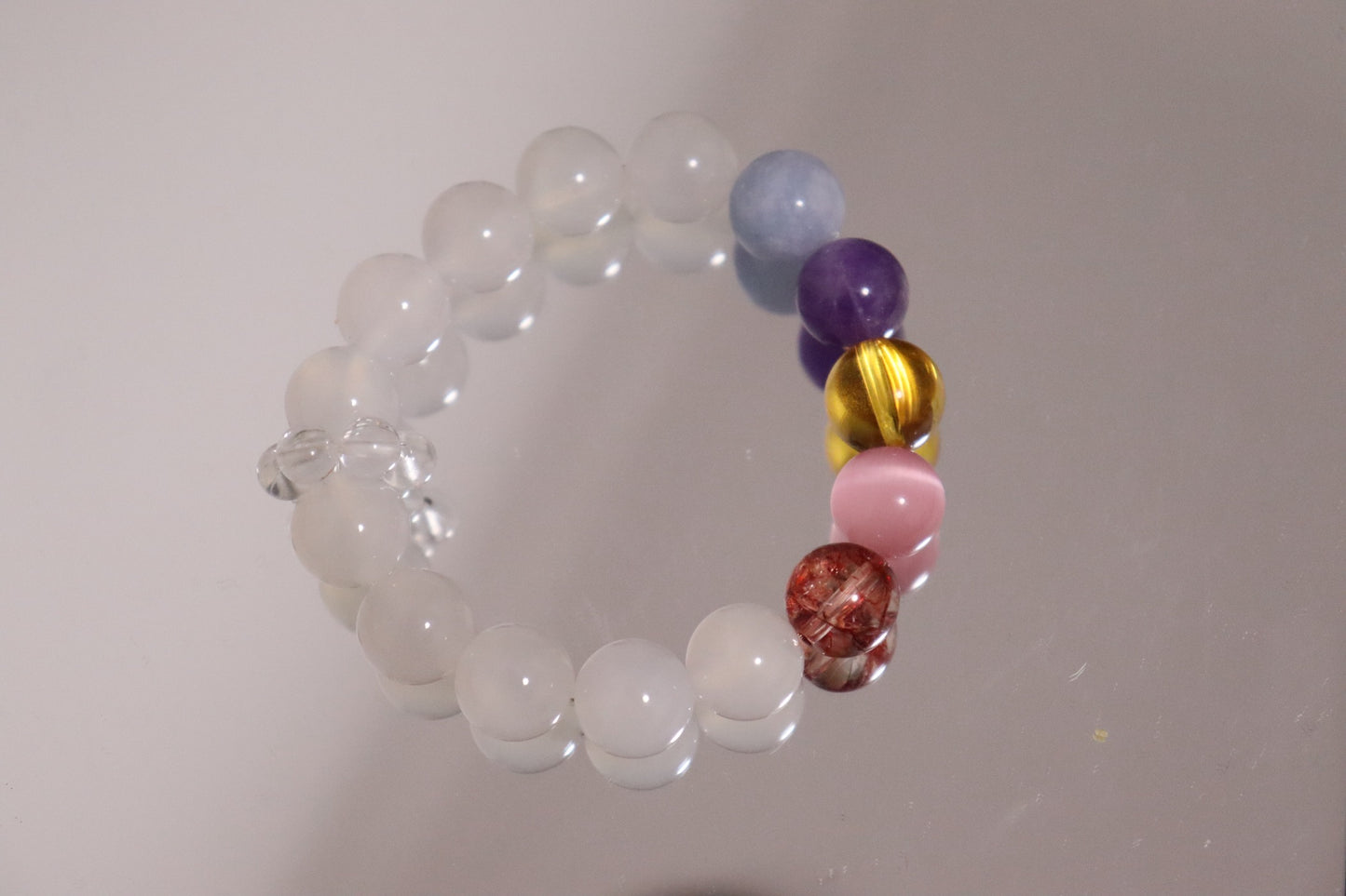 Cosmic Energy Bracelet – White Agate + Citrine, Rose Quartz, Amethyst & Aquamarine