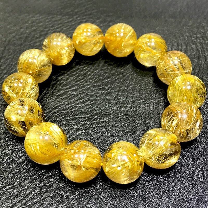Bestseller!Natural Golden Rutilated Quartz Bracelet | Wealth Attractor | Career Success Charm | Adjustable Sizes