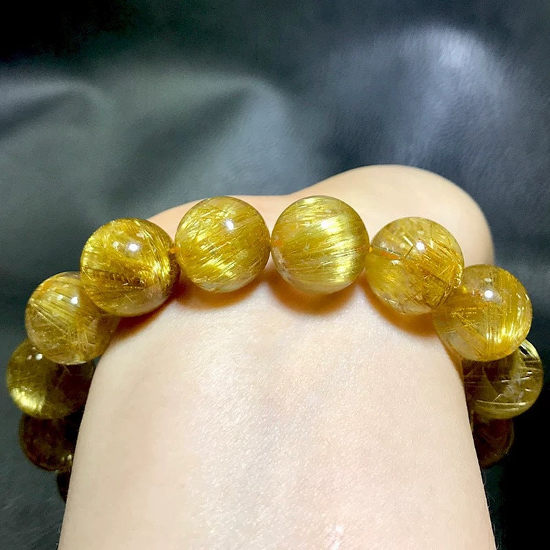 Bestseller!Natural Golden Rutilated Quartz Bracelet | Wealth Attractor | Career Success Charm | Adjustable Sizes