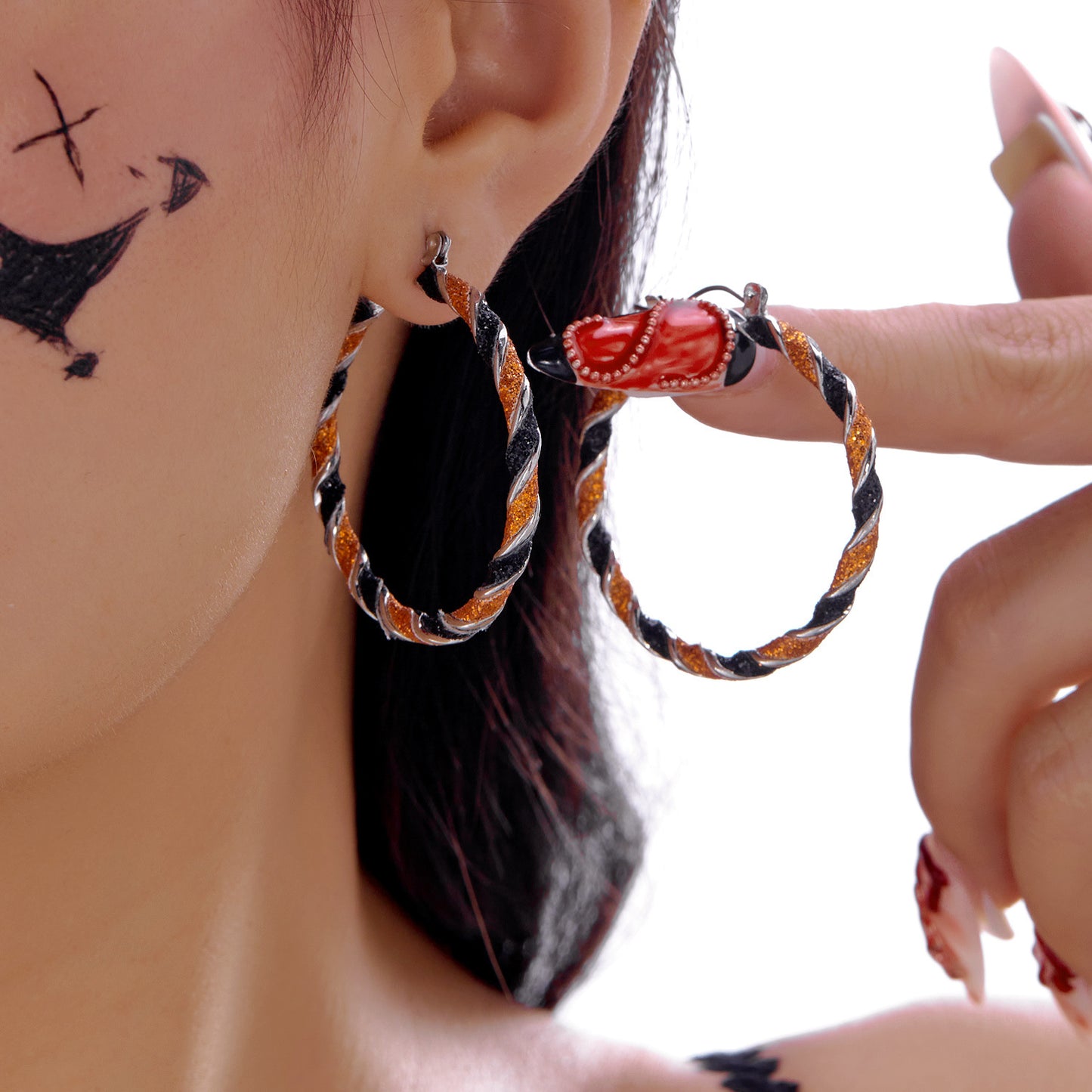 New Halloween Ghost Face Pumpkin Candy Pendant Earrings Wooden Gothic Style Double sided Earrings