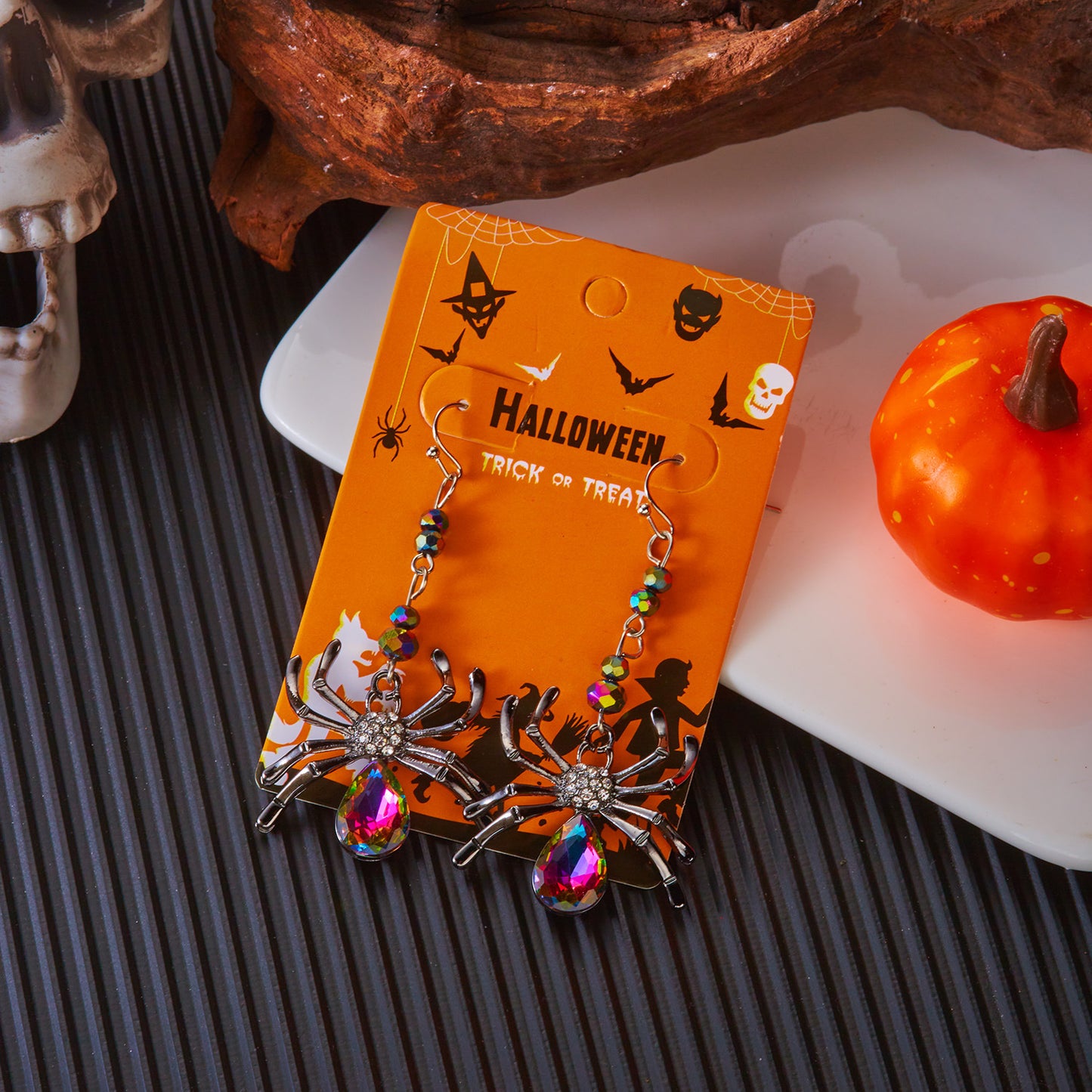 New Fashionable Creative Pumpkin Halloween Earrings, Unique Retro Distressed Skeleton Skeleton Ear Jewelry