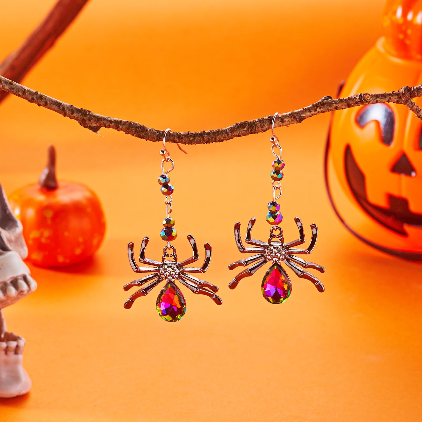 New Fashionable Creative Pumpkin Halloween Earrings, Unique Retro Distressed Skeleton Skeleton Ear Jewelry