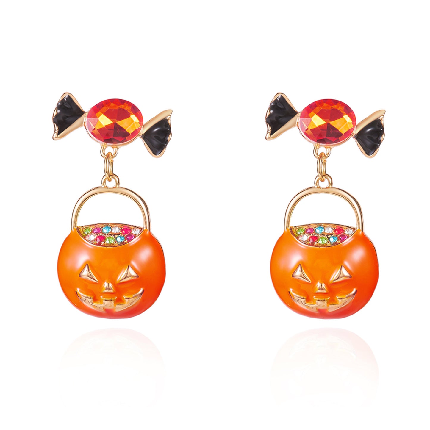 New Fashionable Creative Pumpkin Halloween Earrings, Unique Retro Distressed Skeleton Skeleton Ear Jewelry