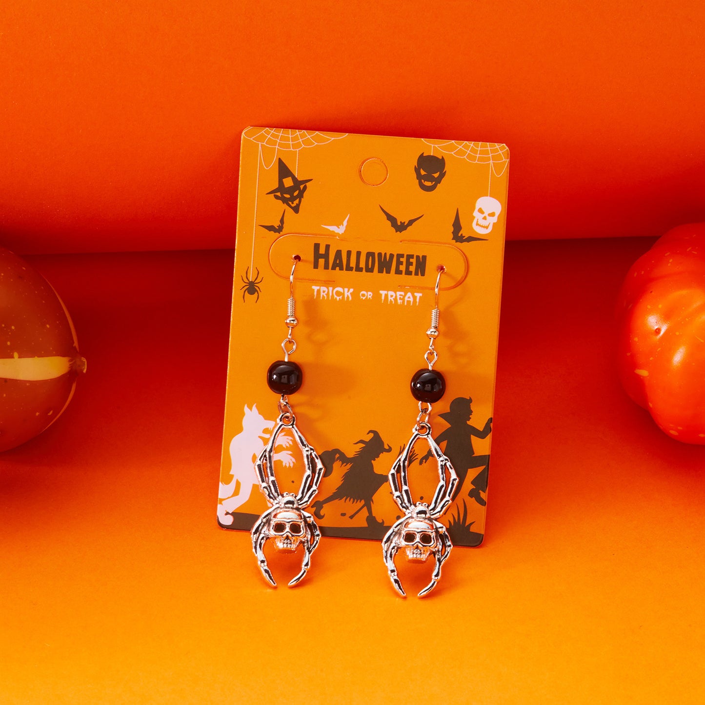 New Top selling Halloween Retro Horror Skeleton Spider Web Spider Pendant Earrings Jewelry Gift