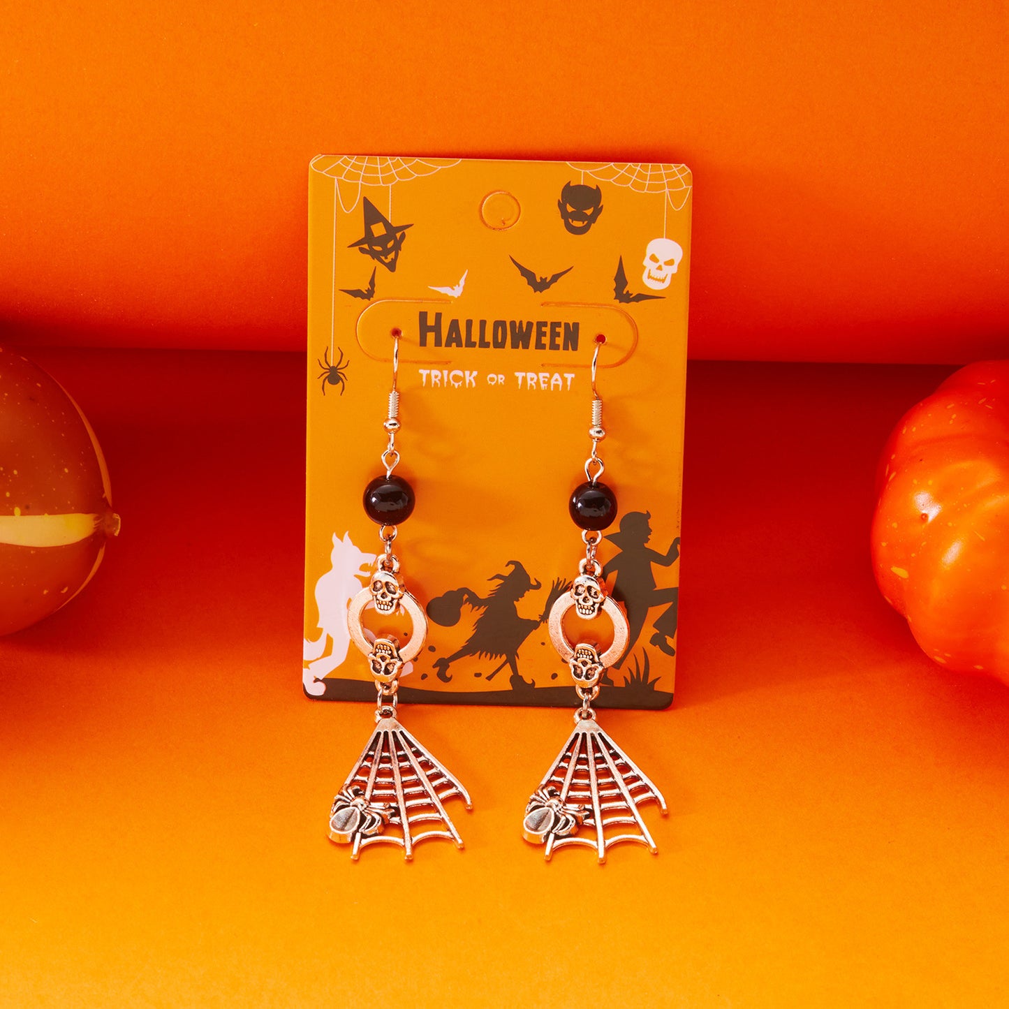 New Top selling Halloween Retro Horror Skeleton Spider Web Spider Pendant Earrings Jewelry Gift