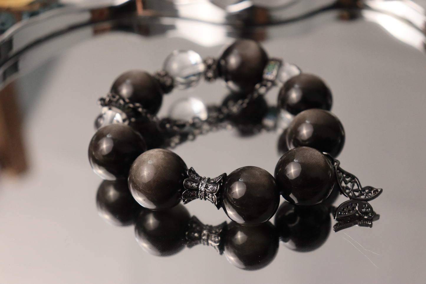 BEST SELLER! Silver Obsidian Protection Bracelet｜Repels Negative Energy｜Fast Manifestation