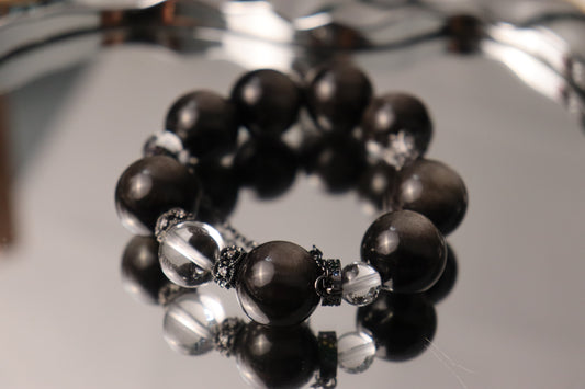 BEST SELLER! Silver Obsidian Protection Bracelet｜Repels Negative Energy｜Fast Manifestation