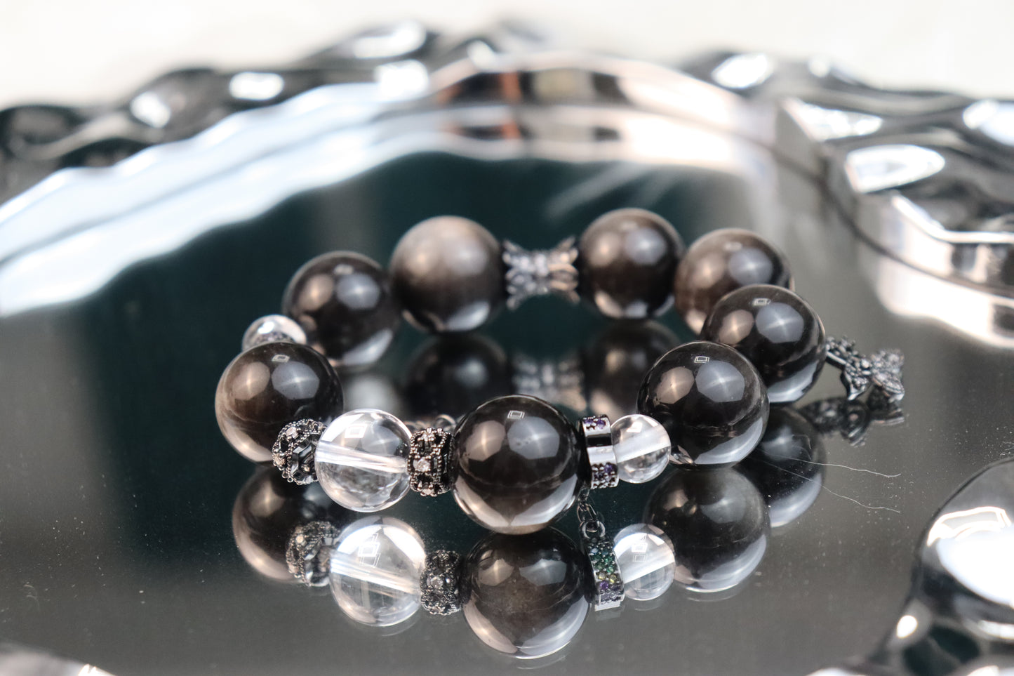 BEST SELLER! Silver Obsidian Protection Bracelet｜Repels Negative Energy｜Fast Manifestation