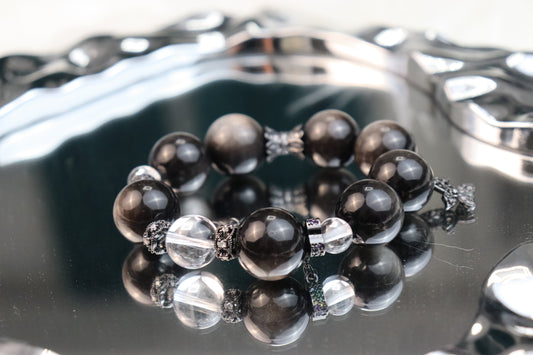 BEST SELLER! Silver Obsidian Protection Bracelet｜Repels Negative Energy｜Fast Manifestation