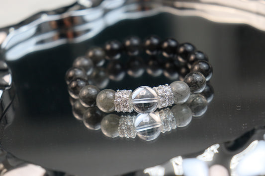 UNIVERSE IN A STONE" Black Super Seven Bracelet – 7 Minerals, 7 Powers, 1 Ultimate Shield