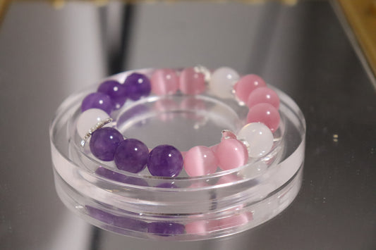 Twin Flame Bracelet" – Rose Quartz + Amethyst • Attract Love & Higher Wisdom