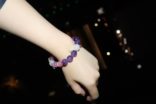Twin Flame Bracelet" – Rose Quartz + Amethyst • Attract Love & Higher Wisdom
