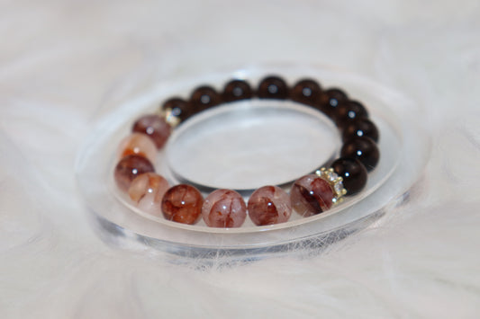 PHOENIX PROTECTOR" Smoky Quartz & Red Aventurine Bracelet – Shadow Work + Passion Igniter