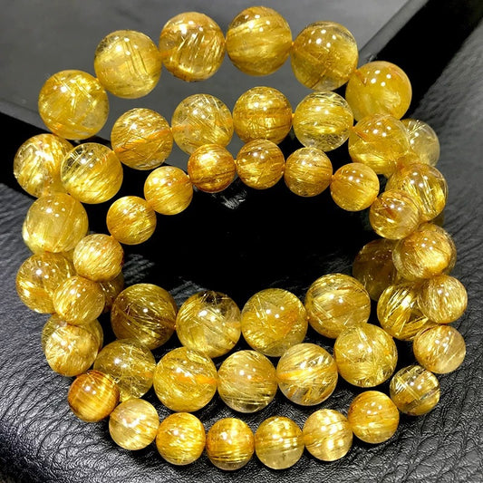Bestseller！Natural Golden Rutilated Quartz Bracelet | Wealth Attractor | Career Success Charm | Adjustable Sizes
