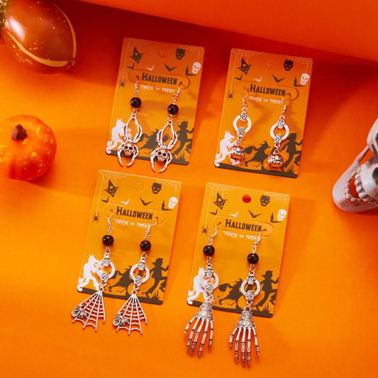 New Top selling Halloween Retro Horror Skeleton Spider Web Spider Pendant Earrings Jewelry Gift